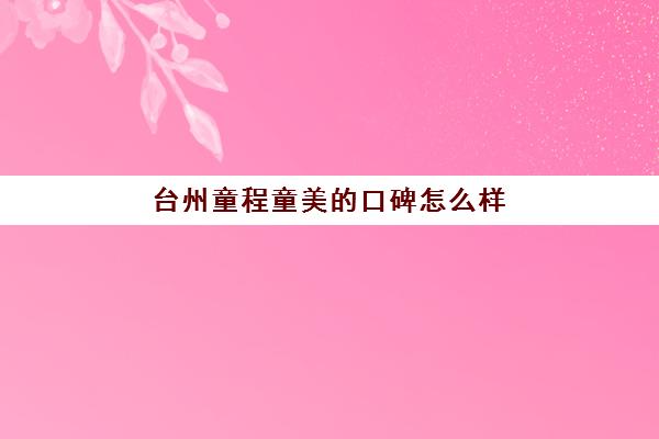 台州童程童美的口碑怎么样
