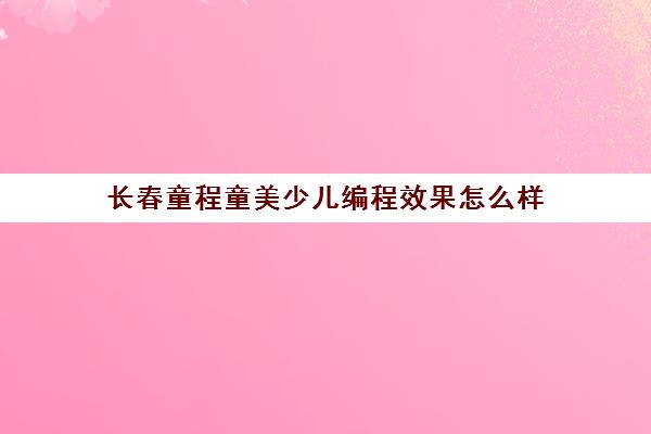 长春童程童美少儿编程效果怎么样