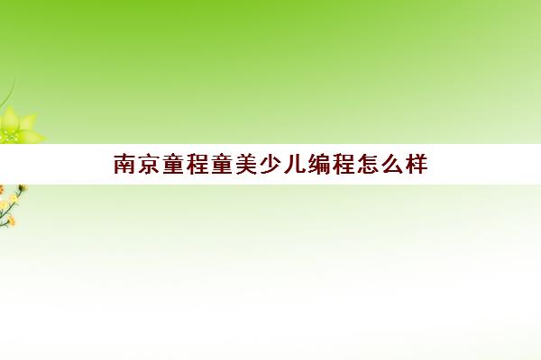 南京童程童美少儿编程怎么样