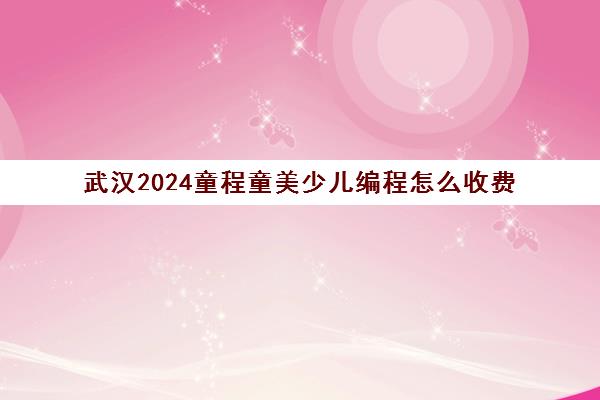 武汉2024童程童美少儿编程怎么收费 大概需要多少钱