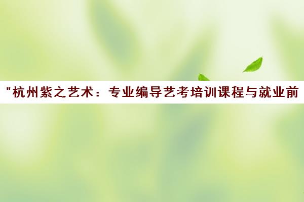 杭州紫之艺术：专业编导艺考培训课程与就业前景分析