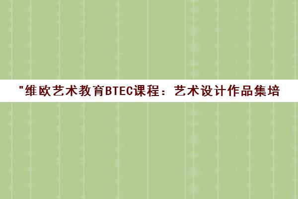 维欧艺术教育BTEC课程：艺术设计作品集培训直通车
