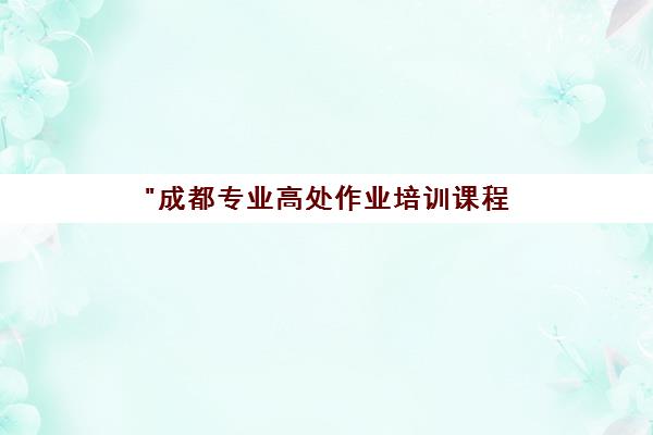 成都专业高处作业培训课程 - 安全技术与特种操作证获取指南