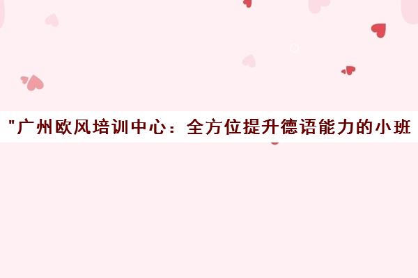 广州欧风培训中心：全方位提升德语能力的小班冲刺课程