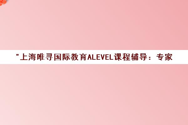 上海唯寻国际教育ALEVEL课程辅导：专家小班教学，成就名校梦想