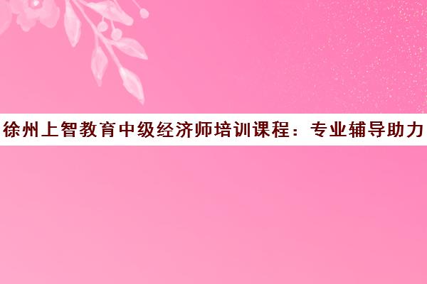 徐州上智教育中级经济师培训课程：专业辅导助力职称提升