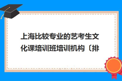 上海比较专业的艺考生文化课培训班培训机构〔排名一览〕