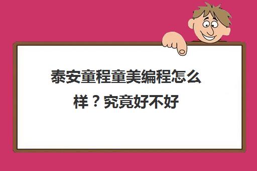 泰安童程童美编程怎么样？究竟好不好