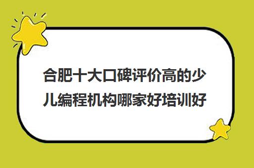 合肥十大口碑评价高的少儿编程机构哪家好培训好机构排名一览【2024必看指南】