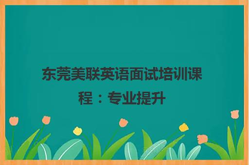 东莞美联英语面试培训课程：专业提升，高效应对外企面试