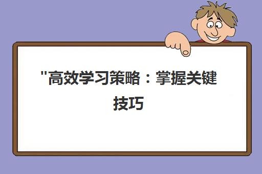 高效学习策略：掌握关键技巧，提升学习效率