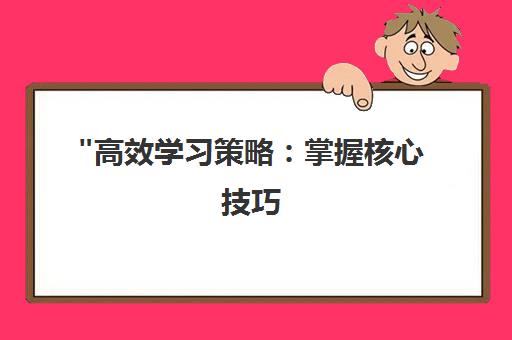 高效学习策略：掌握核心技巧，提升学术表现