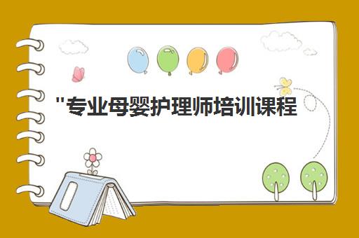专业母婴护理师培训课程 - 孕产妇及新生儿护理技能提升