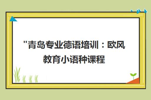 青岛专业德语培训：欧风教育小语种课程，提升职场竞争力