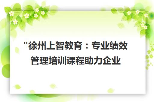 徐州上智教育：专业绩效管理培训课程助力企业管理者提升技能