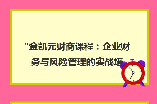 金凯元财商课程：企业财务与风险管理的实战培训