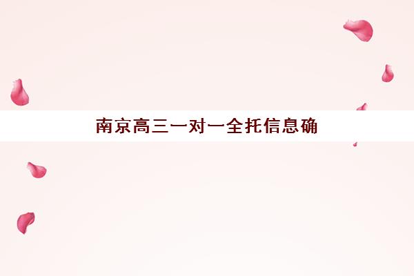 南京高三一对一全托信息确认时间是几点？2025年最新权威时间安排、各机构确认流程与科学择校全指南