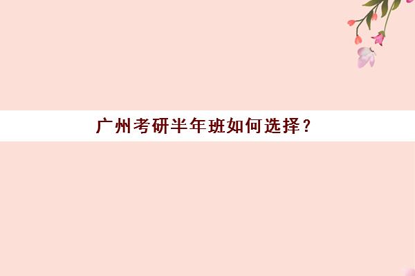 广州考研半年班如何选择？2025年报名趋势、机构费用对比与备考指南